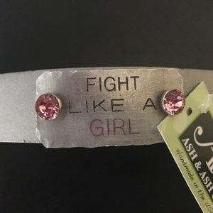 ASH AND ASH CO. Breast Cancer Leather Cuff BKE